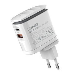 Зарядное устройство для телефона LDNIO A2423C, USB + USB-C, PD + QC 3.0, 25 Вт (white) цена и информация | Зарядные устройства для телефонов | 220.lv