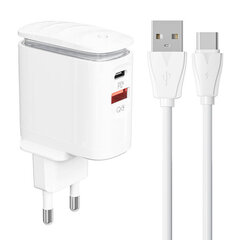 LDNIO Сетевое зарядное устройство LDNIO A2423C USB, USB-C + USB-C — кабель USB-C цена и информация | Зарядные устройства для телефонов | 220.lv