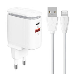 LDNIO Сетевое зарядное устройство LDNIO A2423C USB, USB-C + USB-C — кабель USB-C цена и информация | Зарядные устройства для телефонов | 220.lv