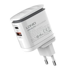 LDNIO Сетевое зарядное устройство LDNIO A2423C USB, USB-C + USB-C — кабель USB-C цена и информация | Зарядные устройства для телефонов | 220.lv