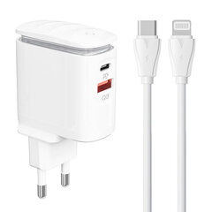 LDNIO Сетевое зарядное устройство LDNIO A2423C USB, USB-C + USB-C - Кабель Lightning цена и информация | Зарядные устройства для телефонов | 220.lv