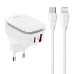 LDNIO Сетевое зарядное устройство LDNIO A2425C USB, USB-C + USB-C - Кабель Lightning цена и информация | Зарядные устройства для телефонов | 220.lv