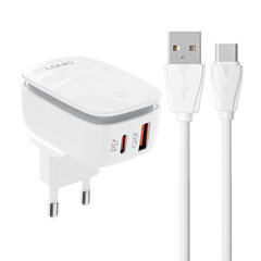 LDNIO Сетевое зарядное устройство LDNIO A2425C USB, USB-C + USB-C — кабель USB-C цена и информация | Зарядные устройства для телефонов | 220.lv