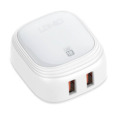 LDNIO Сетевое зарядное устройство LDNIO A2512Q 2USB 18 Вт + кабель Lightning цена и информация | Зарядные устройства для телефонов | 220.lv