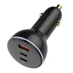 LDNIO Автомобильное зарядное устройство LDNIO C102, USB + 2x USB-C, 160 Вт + кабель USB-C на Lightning (черный) цена и информация | Зарядные устройства для телефонов | 220.lv