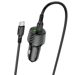 Borofone Car charger BZ21 Brilliant - USB + Type C - QC 3.0 PD 48W with Type C to Type C cable black цена и информация | Зарядные устройства для телефонов | 220.lv