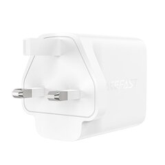 Acefast charger GaN 65W 3 ports (1xUSB, 2xUSB C PD) UK plug white (A44) цена и информация | Зарядные устройства для телефонов | 220.lv