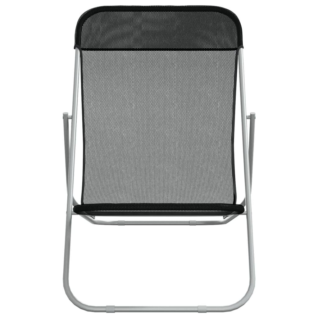 Saliekami sauļošanās krēsli, 2 gab., melns tekstilēns, tērauds cena un informācija | Sauļošanās krēsli | 220.lv
