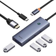 6in1 Hub Baseus  UltraJoy USB-C do HDMI4K@60Hz+4xUSB 3.0+PD (space grey) цена и информация | Адаптеры и USB разветвители | 220.lv
