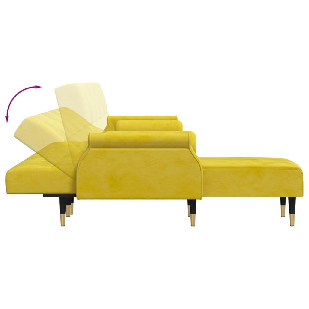 L-formas dīvāngulta, dzeltens, 271x140x70 cm, samts цена и информация | Dīvāni | 220.lv