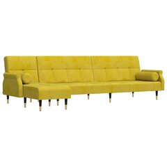 L-formas dīvāngulta, dzeltens, 271x140x70 cm, samts cena un informācija | Dīvāni | 220.lv