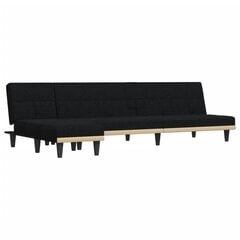 L-formas dīvāngulta, melna, 255x140x70 cm, audums cena un informācija | Dīvāni | 220.lv
