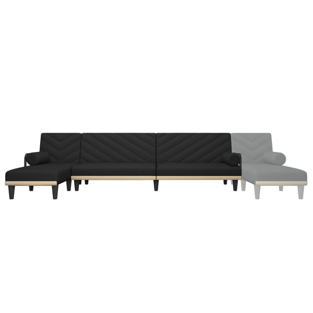 L-formas dīvāngulta, melna, 260x140x70 cm, audums cena un informācija | Dīvāni | 220.lv