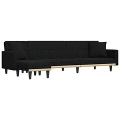 L-formas dīvāngulta, melna, 275x140x70 cm, audums cena un informācija | Dīvāni | 220.lv