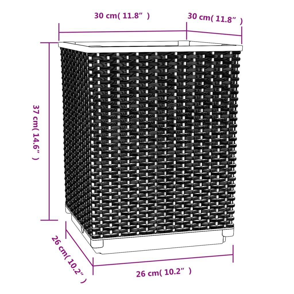 Puķu kastes, 2 gab., tumši pelēkas, 30x30x37 cm, polipropilēns cena un informācija | Balkona kastes | 220.lv