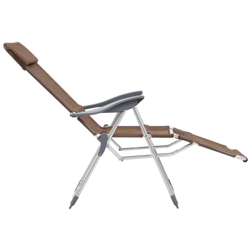 Salokāmi kempinga krēsli, kāju balsti, 2 gab., brūns tekstilēns cena un informācija | Dārza krēsli | 220.lv