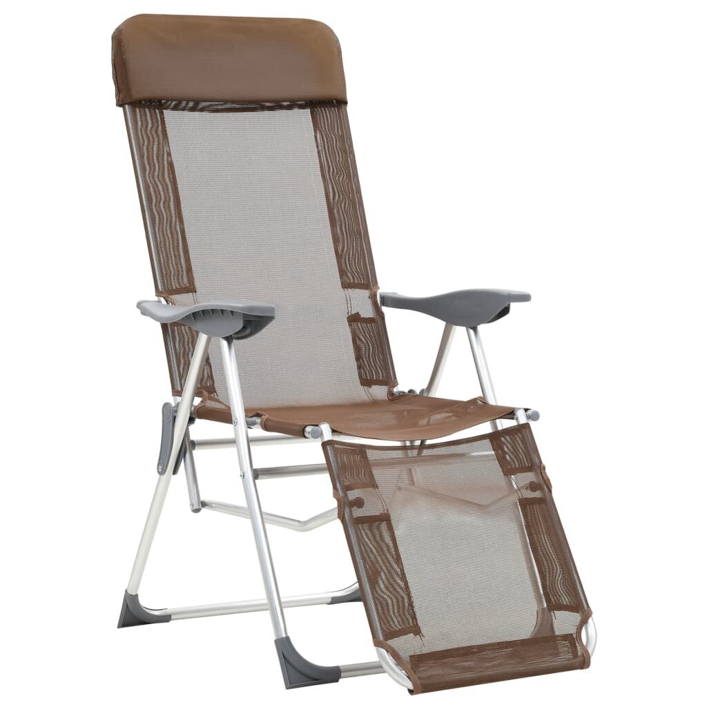 Salokāmi kempinga krēsli, kāju balsti, 2 gab., brūns tekstilēns cena un informācija | Dārza krēsli | 220.lv