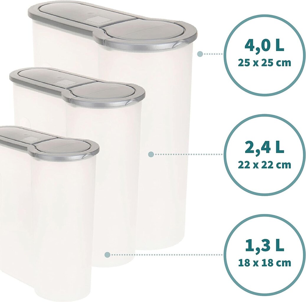 Uzglabāšanas konteineru komplekts, 3 gab cena un informācija | Trauki pārtikas uzglabāšanai | 220.lv