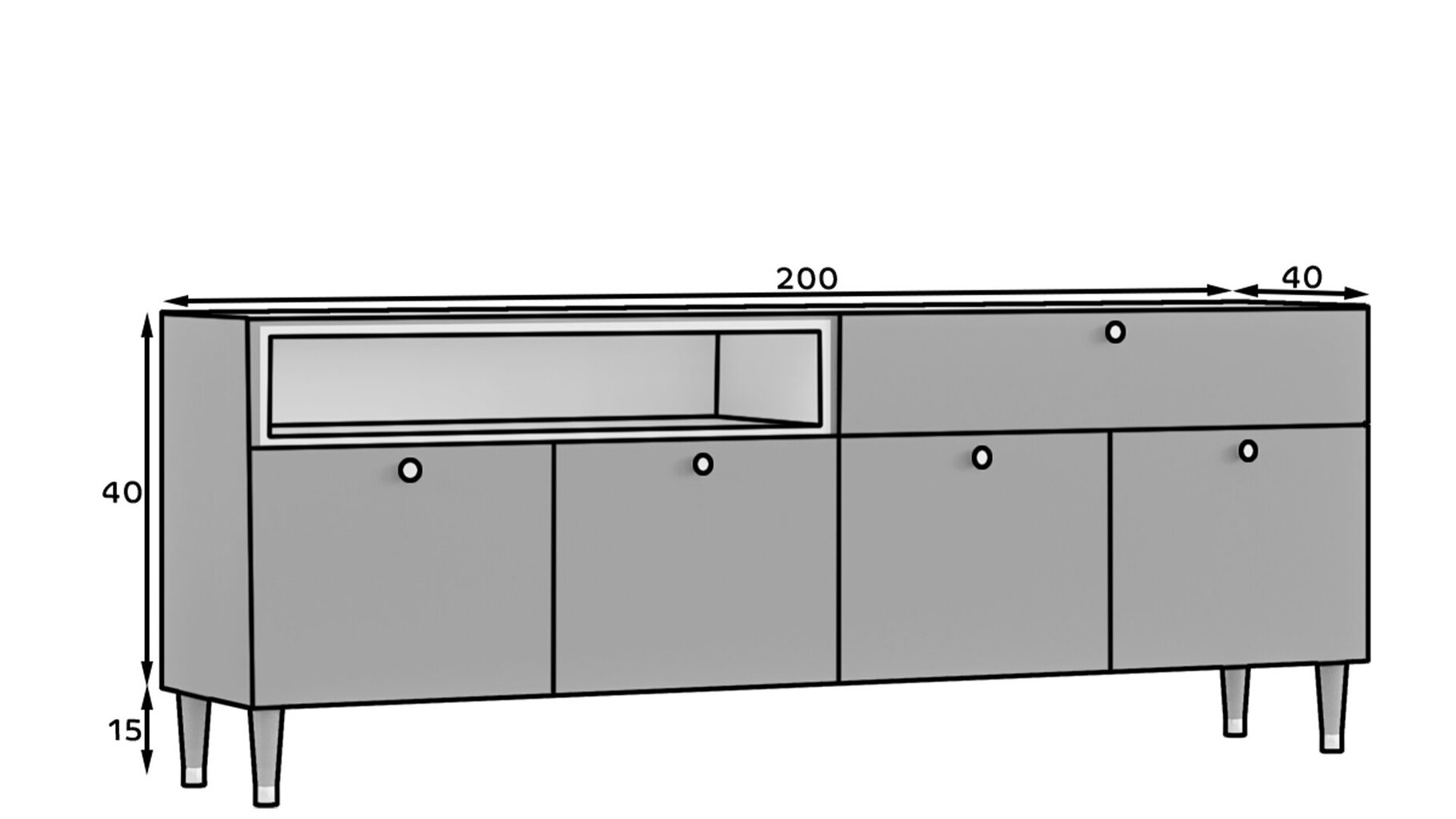 Kumode Includo, 200x40x55 cm, zila цена и информация | Kumodes | 220.lv