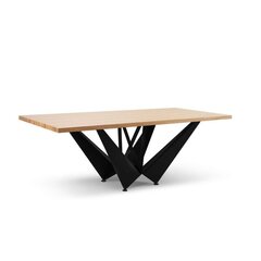 Pusdienu galds Micadoni Home Lottie 220x100cm, gaiši brūns/melns cena un informācija | Virtuves galdi, ēdamgaldi | 220.lv