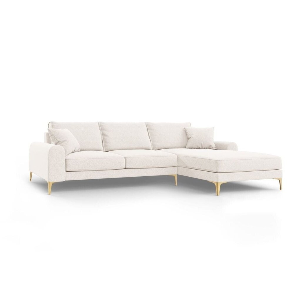 Stūra dīvāns Micadoni Home Leona 5S-L, gaišas smilškrāsas/zeltainas krāsas cena un informācija | Stūra dīvāni | 220.lv