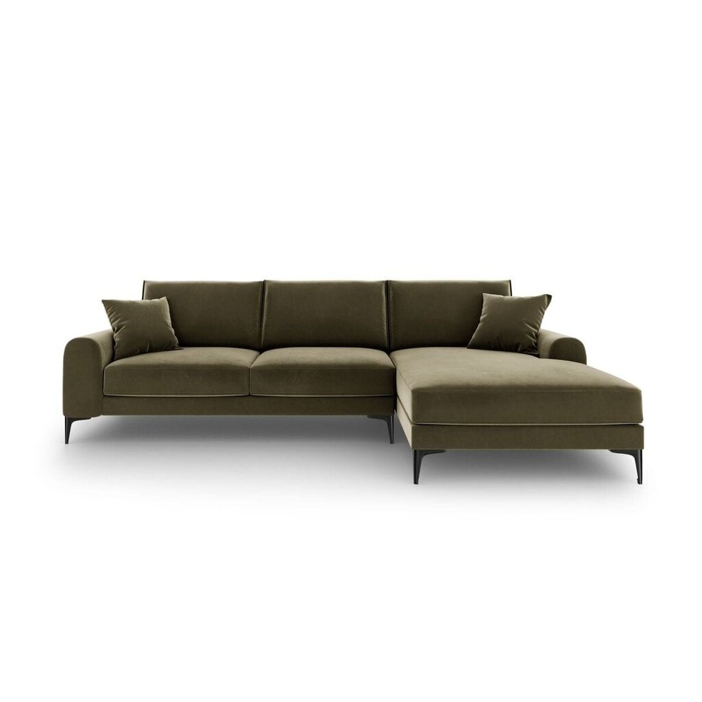 Stūra dīvāns Micadoni Home Larnite 5S-VR, gaiši zaļš/melns cena un informācija | Stūra dīvāni | 220.lv