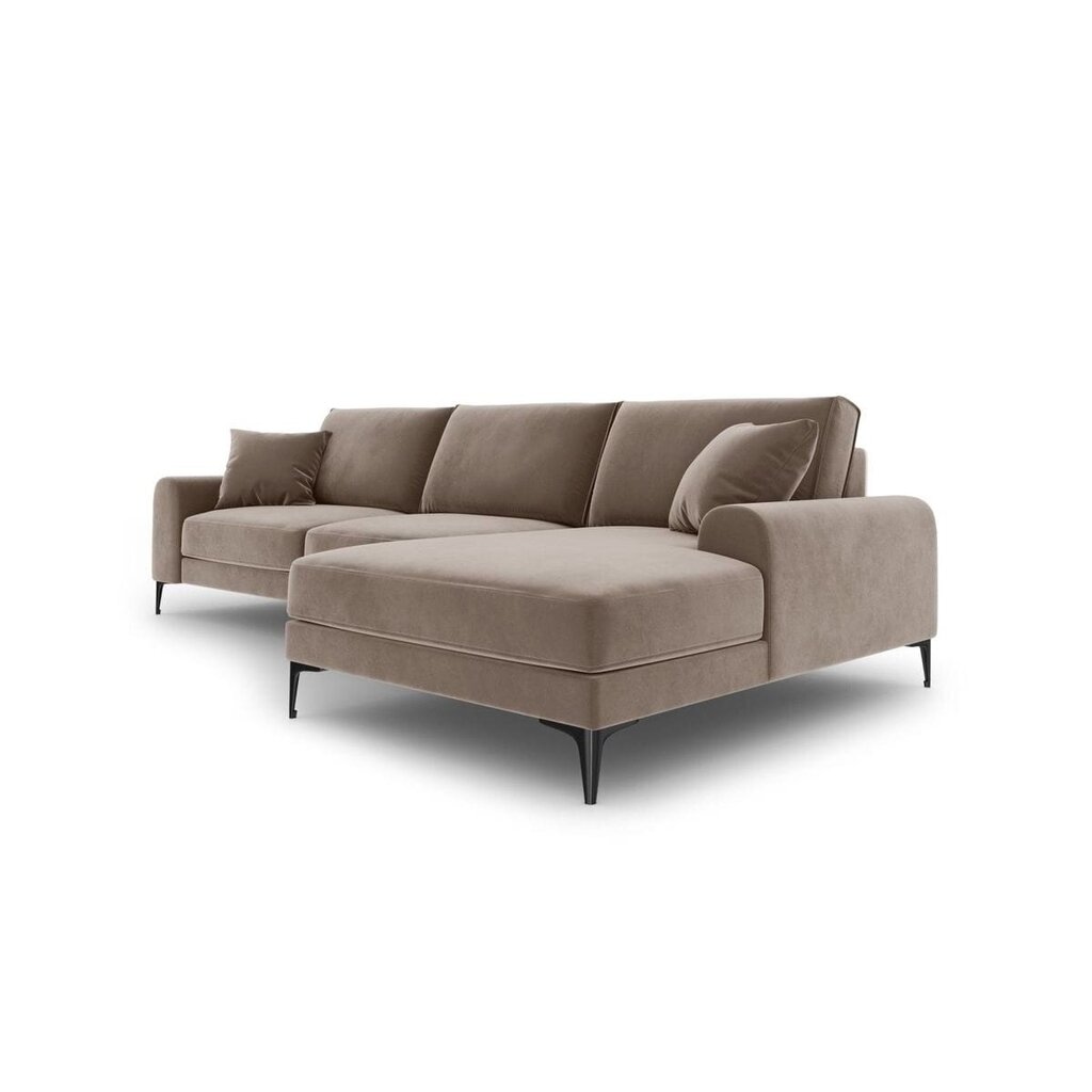 Stūra dīvāns Micadoni Home Larnite 5S-VR, gaiši brūns/melns cena un informācija | Stūra dīvāni | 220.lv