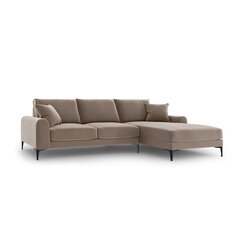 Stūra dīvāns Micadoni Home Larnite 5S-VR, gaiši brūns/melns cena un informācija | Stūra dīvāni | 220.lv