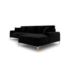 Stūra dīvāns Micadoni Home Larnite 5S-VR, melnas/zeltainas krāsas cena un informācija | Stūra dīvāni | 220.lv