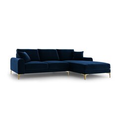 Stūra dīvāns Micadoni Home Larnite 5S-VR, zilas/zeltainas krāsas cena un informācija | Stūra dīvāni | 220.lv