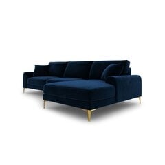 Stūra dīvāns Micadoni Home Larnite 5S-VR, zilas/zeltainas krāsas cena un informācija | Stūra dīvāni | 220.lv