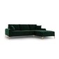 Stūra dīvāns Micadoni Home Larnite 5S-VR, tumši zaļas/zeltainas krāsas cena un informācija | Stūra dīvāni | 220.lv