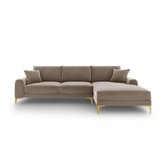 Stūra dīvāns Micadoni Home Larnite 5S-VR, gaiši brūns/zeltainas krāsas cena un informācija | Stūra dīvāni | 220.lv