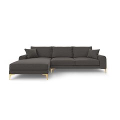 Stūra dīvāns Micadoni Home Larnite 5S-L, tumši pelēks/zeltainas krāsas cena un informācija | Stūra dīvāni | 220.lv