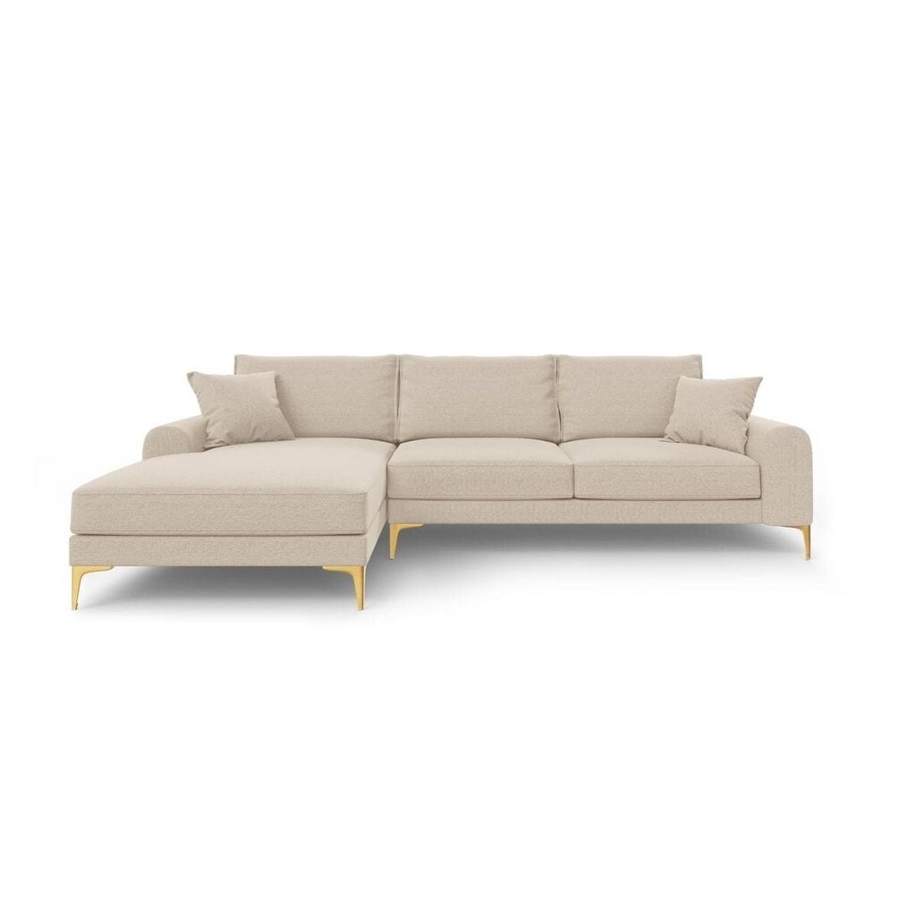 Stūra dīvāns Micadoni Home Leona 5S-L, smilškrāsas/zeltainas krāsas cena un informācija | Stūra dīvāni | 220.lv
