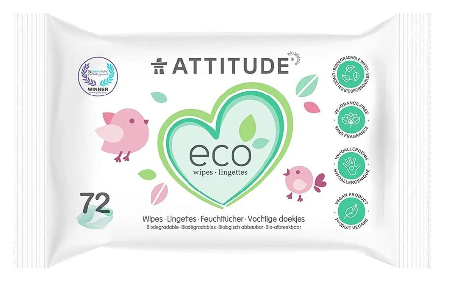 Attitude Mitrās salvetes zīdaiņiem, 72gb cena un informācija | Higiēnas preces māmiņām | 220.lv