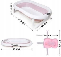Складная детская ванночка с термометром и подушкой To-ma, 80см, розовая цена и информация | Maudynių prekės | 220.lv