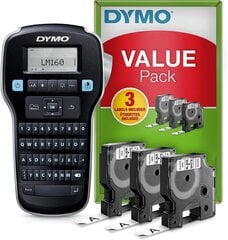 Dymo Label Manager 160 Portable Mabeling Device Set Set | Маркировка устройства с Qwertz Keyboard | С 3 роликами Dymo D1 Biding Band | Идеально подходит для офиса или дома цена и информация | Аксессуары для принтера | 220.lv