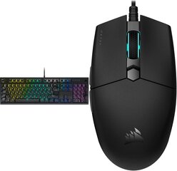 Corsair K60 RGB Pro Mechanical Gaming Keyboard, Qwertz, Schwarz & Qatar Pro XT Ultra-Light Gaming Gaming Mouse (симметричная форма, кнопки Corsair Quickstrike Feder, 18 000 DPI) Black цена и информация | Клавиатуры | 220.lv