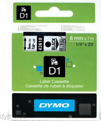 Ламинированная лента для фломастеров Dymo D1 43610 LabelManager™ Чёрный Прозрачный 6 mm (5 штук) цена и информация | Аксессуары для принтера | 220.lv