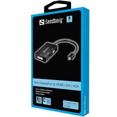 Sandberg 509-12 Adapter MiniDP>HDMI+DVI+VGA цена и информация | Адаптеры и USB разветвители | 220.lv