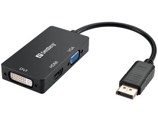 Sandberg 509-11 Adapter DP>HDMI+DVI+VGA cena un informācija | Adapteri un USB centrmezgli | 220.lv