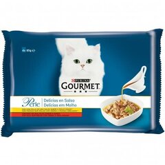 Nestle Gourmet Perle Gravy ar vistu un liellopa gaļu, 3+1x85 g cena un informācija | Konservi kaķiem | 220.lv