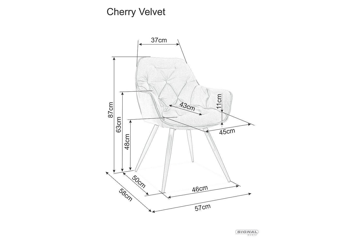 2-u ēdamistabas krēslu komplekts Signal Cherry, smilškrāsas/melns цена и информация | Virtuves un ēdamistabas krēsli | 220.lv