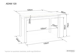 Обеденный стол Signal Adam 120, черный/коричневый цвет цена и информация | Кухонные и обеденные столы | 220.lv