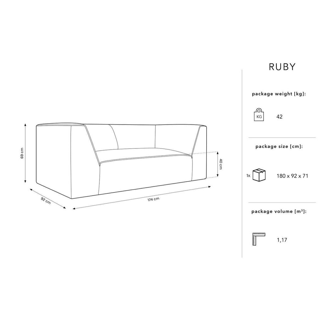 Dīvāns Micadoni Home Ruby, melns cena un informācija | Dīvāni | 220.lv