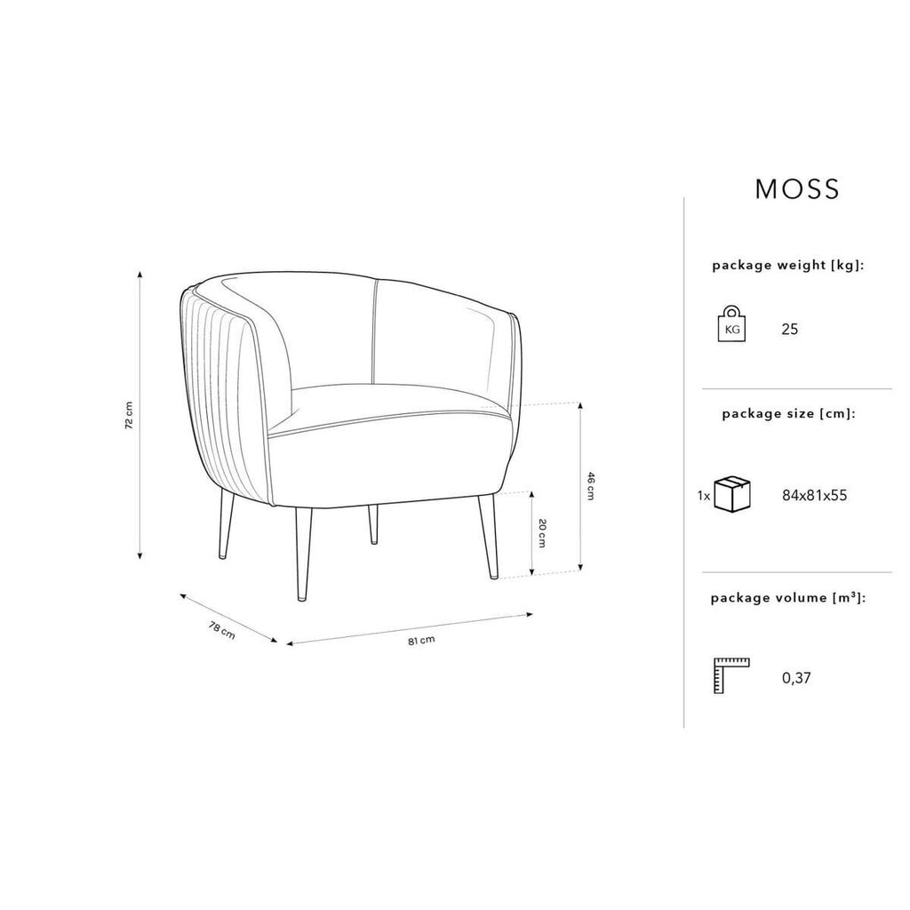 Krēsls Micadoni Home Moss, smilškrāsas cena un informācija | Virtuves un ēdamistabas krēsli | 220.lv