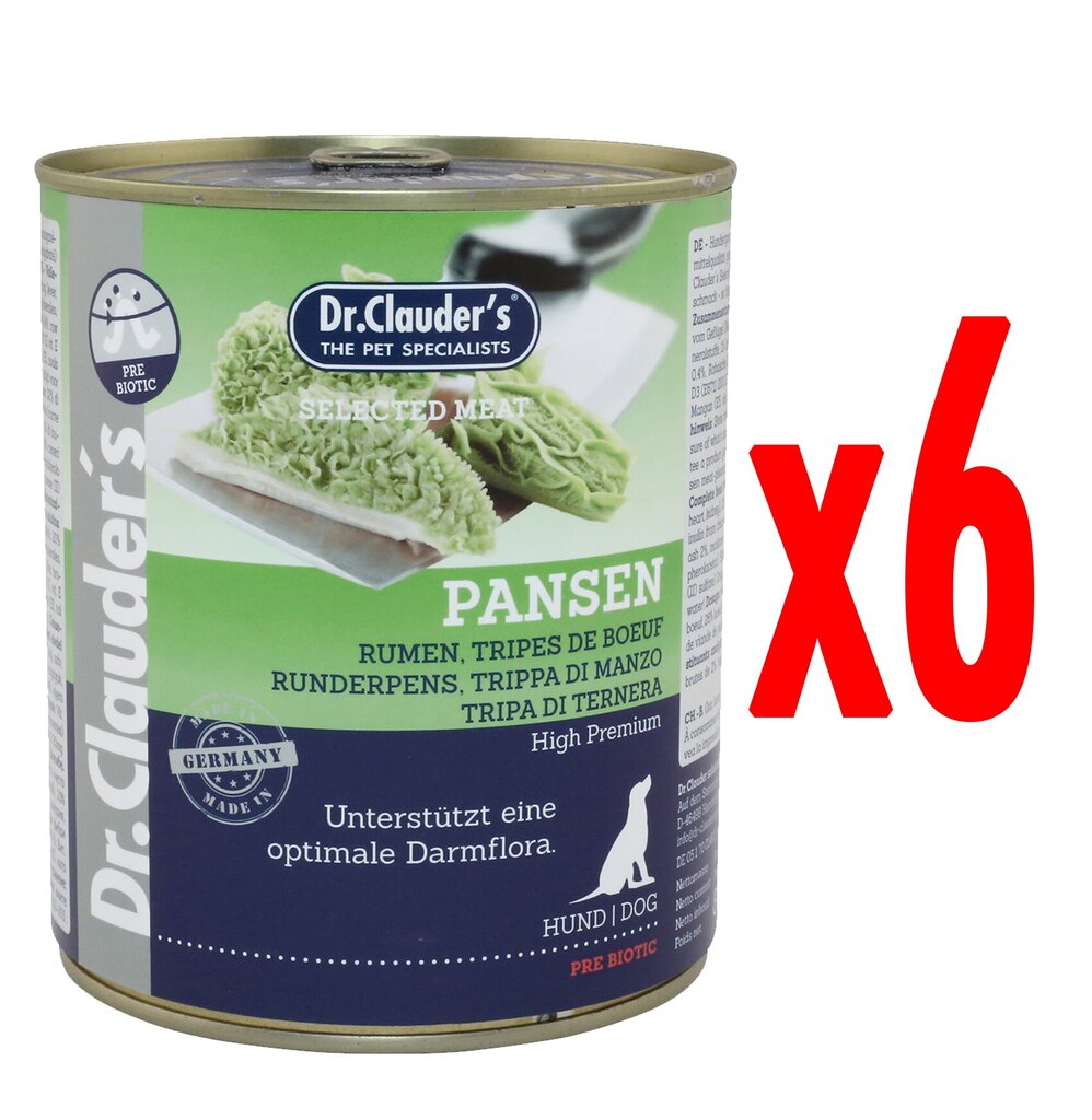 Dr,Clauder's Liellopu spureklis Pre Biotic, 6x400g cena un informācija | Konservi suņiem | 220.lv