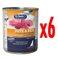 Dr,Clauder's Tītars un rīsi Pre Biotic, 6x800g цена и информация | Консервы для собак | 220.lv