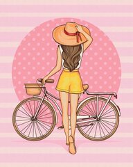 Картинка Раскрась! Девочка с велосипедом цена и информация | Живопись по номерам | 220.lv